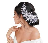 Elegante pettine per capelli da sposa con strass e perle, pettine laterale per donne, design curvo per acconciature da sposa
