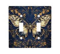 Elegante piastra di commutazione a forma di farfalla, colore blu scuro e oro, per decorare la casa, stile vintage, per tutto l'anno