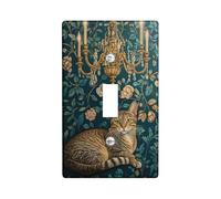 Elegante piastra di copertura per interruttore della luce a forma di gatto, design vintage dorato per lampadario, tema floreale verde scuro, perfetta per l'arredamento della casa, piastra da parete in