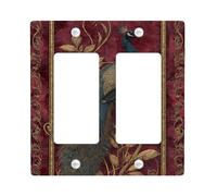 Elegante piastra di copertura per interruttore della luce a pavone, rosso intenso decorativo da parete, stile vintage per la decorazione domestica, design termoplastico doppio bilanciere