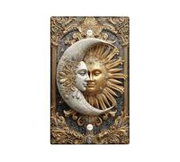 Elegante piastra di copertura per interruttore della luce celestiale, design luna e sole per decorazione domestica, tonalità oro antico per tutto l'anno piastra di copertura vuota
