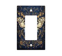 Elegante piastra per interruttore a forma di farfalla, blu scuro e dorato, per decorazione della casa, stile vintage, uso tutto l'anno