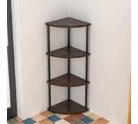 Elegante piccola mensola angolare con 3-5 ripiani autoportante da parete per soggiorno e camera da letto, espositore salvaspazio in nero, ideale per piccoli spazi