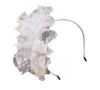Elegante pizzo alto cranio fascia fascia per capelli a rete 1920 piumato per capelli per le donne cocktail partito forme ornamento