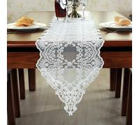 Elegante Pizzo Runner da Tavolo Ricamo Floreale Rustico Matrimonio Decorazione