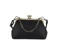 Elegante pochette da donna in pelle PU con chiusura a bacio e tracolla staccabile a catena - Borsa a tracolla alla moda da sera per feste ed eventi - Borsa a tracolla regolabile alla moda, Nero , 260