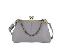 Elegante pochette da donna in pelle PU con chiusura a bacio e tracolla staccabile a catena - Borsa a tracolla alla moda da sera per feste ed eventi - Borsa a tracolla regolabile alla moda, Grigio