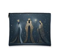 Elegante pochette per il trucco, borsa da viaggio per cosmetici con figure reali scintillanti per donna, organizer portatile in tela con cerniera, borsa da toilette per la cura della pelle per le vac