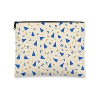 Elegante pochette per il trucco, borsa da viaggio portatile per cosmetici da donna con motivo a triangolo blu, piccola borsa organizer in tela con cerniera, borsa da toilette per la cura della pelle