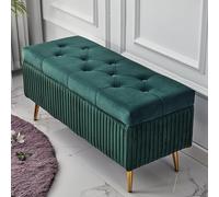 Elegante poggiapiedi ottomano con seduta imbottita nascosta e gambe in metallo, ideale per soggiorno, camera da letto o corridoio, soluzione perfetta per letto o malati (26,7 x 101,6 x 50,8 cm)