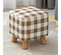 Elegante poggiapiedi quadrato in legno, imbottito con rivestimento in lino rimovibile, 4 gambe, sgabello compatto per fasciatoio, decorazione perfetta per la casa, 28 x 28 x 25 cm.
