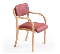 Elegante poltrona in poliuretano rosso moderno in legno massello, sedie da pranzo imbottite per cucina e soggiorno, carico massimo 150 kg, perfetta per ufficio e caffetteria.