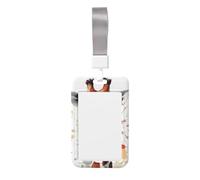 Elegante porta badge con stampa di giraffa ad acquerello con porta carte di credito scorrevole verticale custodia protettiva per carte d'identità da donna uomo porta carte d'identità con cordino per