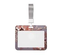 Elegante porta badge decorativo con motivo floreale, impermeabile, con finestrella trasparente, per donne, uomini, personale in ufficio, insegnanti, infermiere, colore: oro rosa