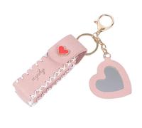 Elegante porta balsamo per labbra in PU nero con portachiavi per trucco rapido borsa compatta per rossetto alla moda, Confezione rosa, M, Classico