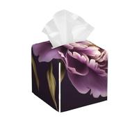 Elegante porta fazzoletti in pelle viola con fiore di peonia, impermeabile e resistente, per casa e ufficio