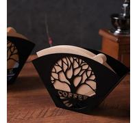 Elegante porta filtro da caffè con albero della vita, organizer verticale per sacchetti e capsule, design robusto in ferro, per cucina, nero, 18 x 11 x 6,5 cm (nero)