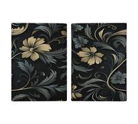 Elegante porta passaporto con fiori neri, ultra sottile, in pelle PU, organizer compatto premium internazionale per passaporto, per donne e uomini