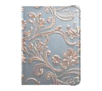 Elegante porta passaporto in pelle color oro rosa floreale argento carino per viaggio Vaccino Card Holder Cover Combo Porta passaporto Custodia a portafoglio per le donne Leggero, alla moda oro rosa