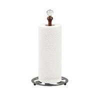 Elegante Porta Scottex da Cucina | Portarotolo con Pomello in Cristallo e Palo in Legno | Porta Rotolo da Tavolo per Piano di Lavoro, Adatto a Rotoli Jumbo