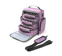 Elegante porta smalto per unghie a 3 scomparti, resistente all'acqua, perfetto per esperti e utenti del salone di bellezza, organizer portatile con maniglia per il trasporto, Viola, Bellezza di massa