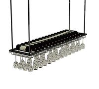 Elegante portabottiglie da appendere al soffitto, in ferro, con ripiano sottosopra in vetro, per cucina e ristorante, soluzione salvaspazio per gli amanti del vino