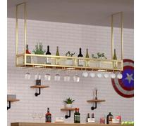 Elegante Portabottiglie da Soffitto in Metallo per Vino, Portabicchieri da Parete, Portabottiglie in Stile Europeo, Portabottiglie, Barra Regolabile in Altezza+(Size:80cm(31.50in),Color:oro)