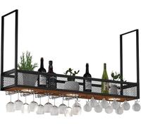 Elegante Portabottiglie da Soffitto in Metallo per Vino, Portabicchieri da Parete, Portabottiglie in Stile Europeo, Portabottiglie, Barra Regolabile in Altezza+(Size:100cm(39.37in),Color:nero)