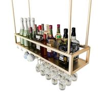 Elegante portabottiglie da soffitto - Portabottiglie sottosopra con braccio, mobile bar e supporto per calici, perfetto per la decorazione di casa, bar e cucina (dimensioni: 100 x 25 x 21 cm)