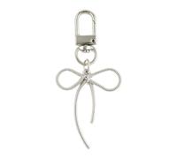 Elegante portachiavi con fiocco a farfalla, versatile, ciondolo per cellulare, accessorio per borsa, per donne e, Argento, length: approx.8cm