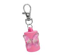 Elegante portachiavi trasparente a forma di farfalla e balsamo per le labbra, organizer portatile per cosmetici per uso quotidiano, accessorio alla moda portachiavi, Rosso rosato, One Size