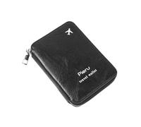 Elegante portafoglio da donna con blocco RFID, per la sicurezza, nero - Porta carte da viaggio sottile con cerniera, organizer compatto per passaporto