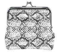 Elegante portafoglio in pelle con pelle di serpente per donne e ragazze con fibbia lucchetto a bacio borsa cambio valuta nero bianco chic Snake Skin nero bianco, Chic Snake Skin Nero Bianco, Classico