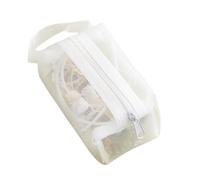 Elegante portamonete in nylon trasparente con cerniera, per chiavi e auricolari, con grande capacità, bianco