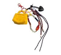 Elegante portamonete in pelle PU con cordino intrecciato a mano portachiavi fatto a mano accessori per borse per uomini e donne moda borsa fascino, Giallo, Taglia unica