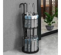 Elegante portaombrelli in metallo e portaombrelli - nero rotondo portaombrelli per ingresso, ufficio e hotel (54,9 x 30 cm) - Design elegante
