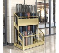 Elegante portaombrelli in metallo nero e oro con vassoio antigoccia rimovibile, grande capacità, uso commerciale, 68 x 32 x 70 cm