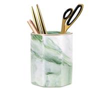 Elegante portapenne con stampa effetto marmo, organizer per pennelli da trucco in ceramica resistente, design portatile, perfetto come regalo di