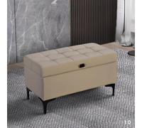 Elegante pouf in pelle con gambe in acciaio imbottito per scarpe, cassapanca per ingresso e letto, soluzione elegante e funzionale per la decorazione della casa