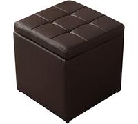 Elegante pouf quadrato in pelle marrone scuro con contenitore per soggiorno e camera da letto, elegante arredamento per la casa, soluzione versatile