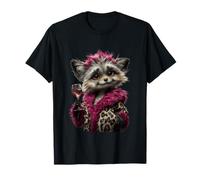 Elegante Procione Ritratto Moda Animale Vino Vetro Grafico Maglietta