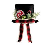 Elegante puntale per albero di Natale a forma di stella, in tessuto nero, con fiocco, cappello decorativo fatto a mano, accessori decorativi per le vacanze, ornamento superiore