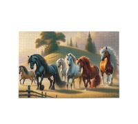 Elegante puzzle con cavalli fai da te, idea regalo, con borsa portaoggetti in rete, divertente attività familiare, 500 pezzi