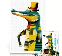 Elegante puzzle con illustrazione di un coccodrillo con cilindro, ideale per ragazzi, con 1000 pezzi per stimolare la mente, perfetto per attività domestiche e decorazioni murali di precisione 38x52cm