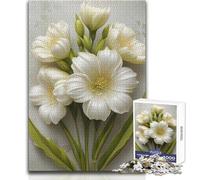 Elegante puzzle da 1000 pezzi con composizione floreale bianca per adulti, gioco creativo di risoluzione dei problemi, idea regalo memorabile e sentita, dimensioni 38x52cm