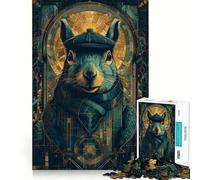 Elegante puzzle da 1000 pezzi con ritratto di scoiattolo e elementi Art Déco, ideale per ragazzi Gioco di logica e svago, con bordi sottili, perfetto come regalo 50x75cm
