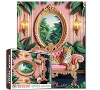 Elegante puzzle ghepardo per adulti 1000 pezzi rosa divano tropicale tema giungla tropicale puzzle sfidante animali arte decorativa colorata per la decorazione della parete della casa regalo puzzle