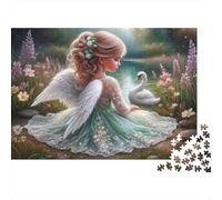 Elegante Ragazza Angelo Puzzle per Adulti Puzzle 1000 Pezzi Scena Giardino Lago Fantasia Relax Attenzione Decorazione Casa Regalo Famiglia 70x50cm/1000pcs