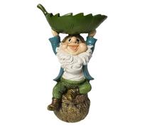 Elegante Resin Bird Feeder with Leaf-Shaped Bath Tray, Charming Garden GNOME Statua 4,13 x 6,69 inch for Outdoor Decor, Perfect for Patio, Deck, Lawn, and Backyard Wildlife Enjoyment