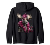 Elegante Ritratto di Alce Moda Animale Bicchiere da Vino Grafica Felpa con Cappuccio